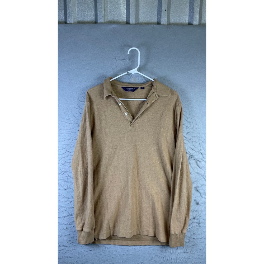 Polo Golf Ralph Lauren Polo Shirt Mens S Tan Excellent Cashmere Silk Herringbone